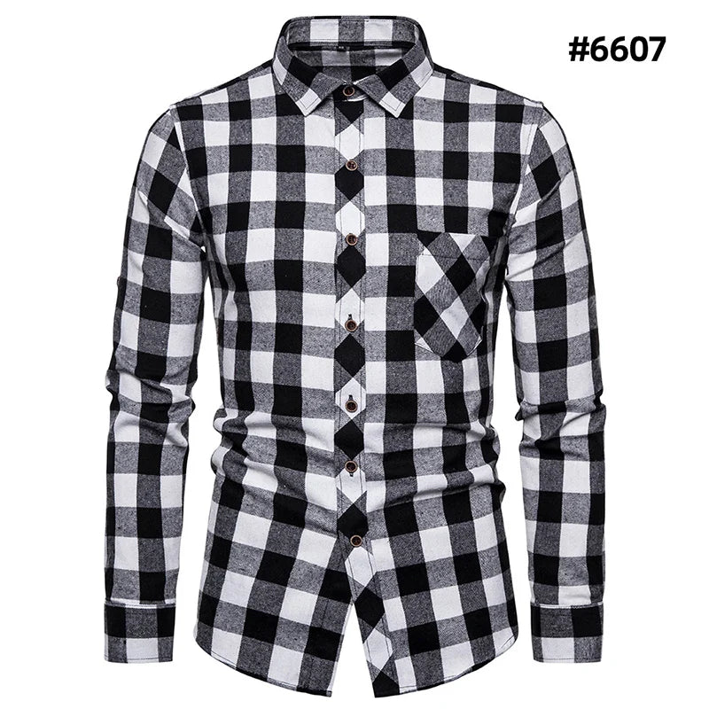 Chemises à carreaux à manches longues pour hommes, chemises formelles classiques à carreaux, décontractées, en coton, à la mode, printemps, automne