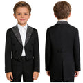 Veste de smoking pour garçons, style gentleman, à revers, ornée de strass, à manches longues, ouverte sur le devant, pour fêtes et mariages