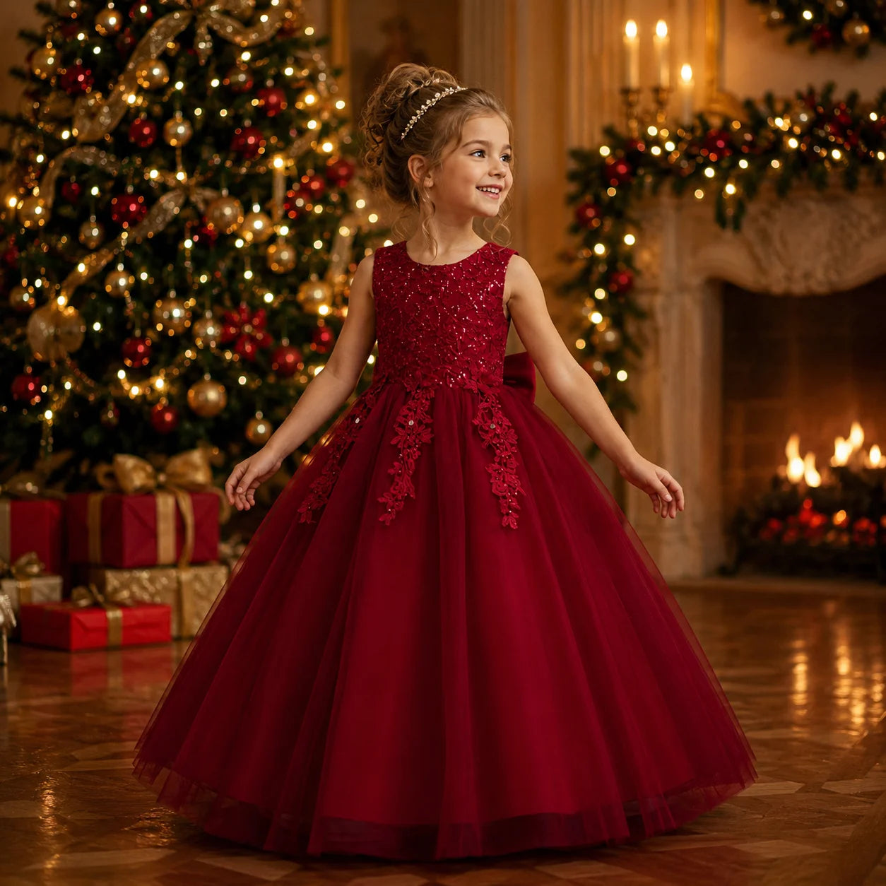 Nouvelle robe de demoiselle d'honneur pour fête d'anniversaire, robe de soirée adaptée aux filles de 4 à 12 ans, robe en tulle et dentelle pour enfants