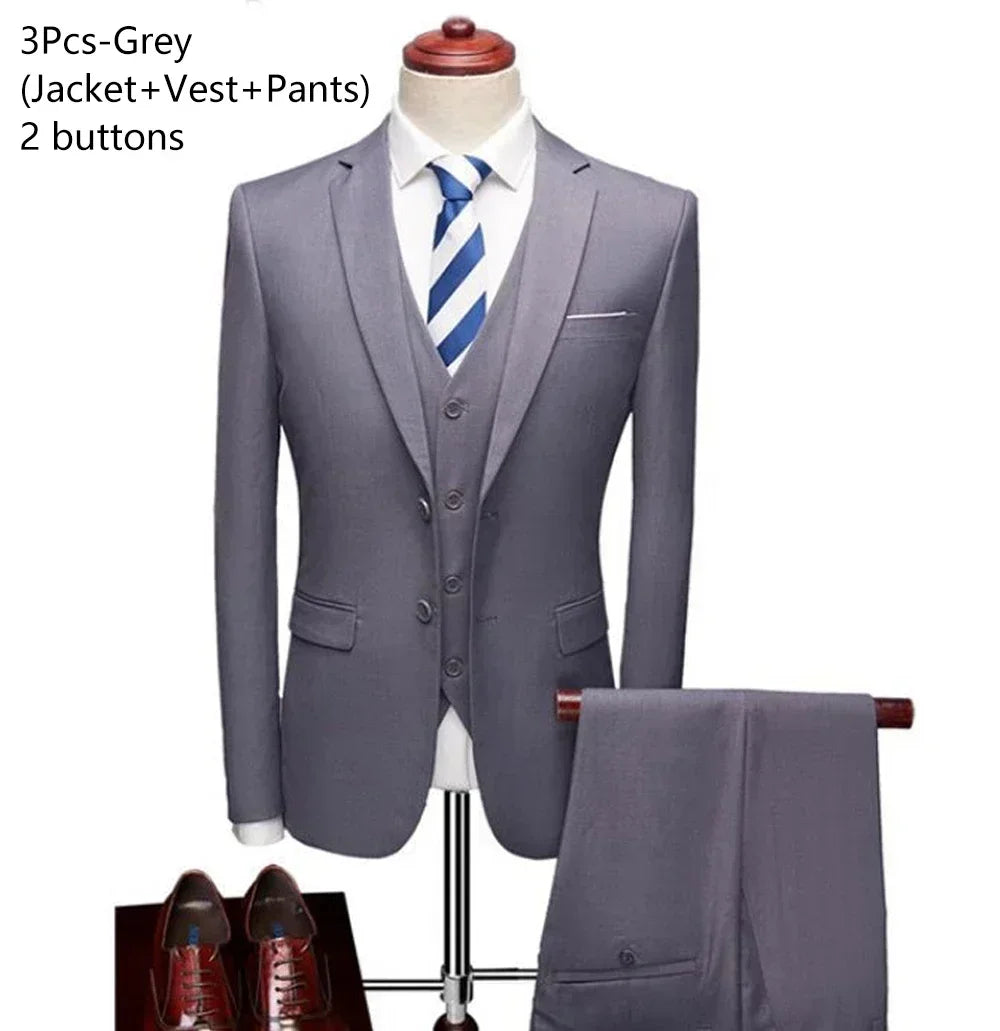 Costumes pour hommes élégant mariage 3 pièces Blazers tenue 2 ensemble vestes gilet pantalon complet 2025 mode classique affaires formel