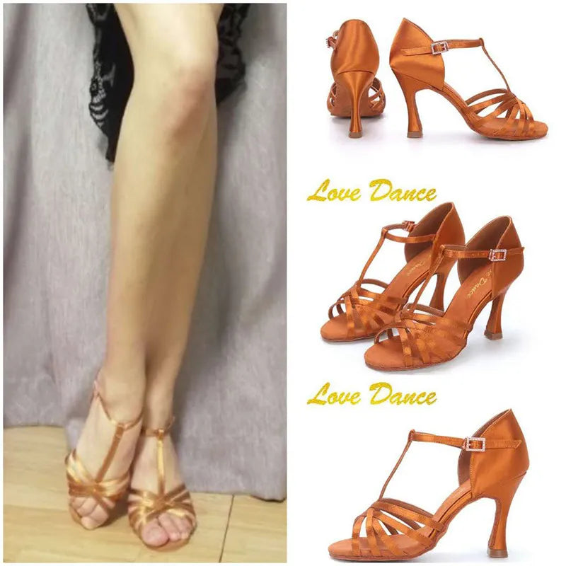 Chaussures de danse latine SW pour femmes, talon moyen, semelle souple, pour débutantes, compétition, performance et audition