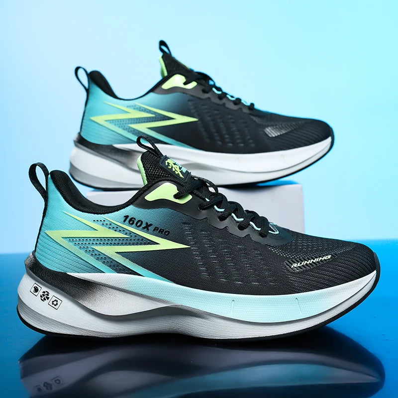Chaussures de course à semelle en carbone pour hommes, chaussures de sport à coussinets souples, absorbant les chocs, baskets unisexes, chaussures d'entraînement légères antidérapantes