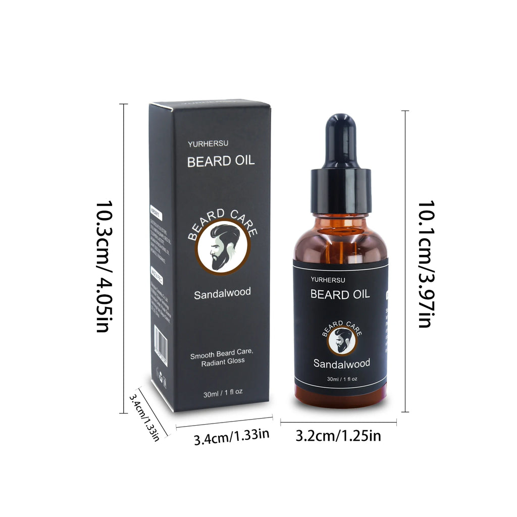 YURHERSU30ml nouvelle huile de croissance des poils du visage et de la barbe convient aux hommes d'huile de barbe épaisse, douce, lisse et nutritive