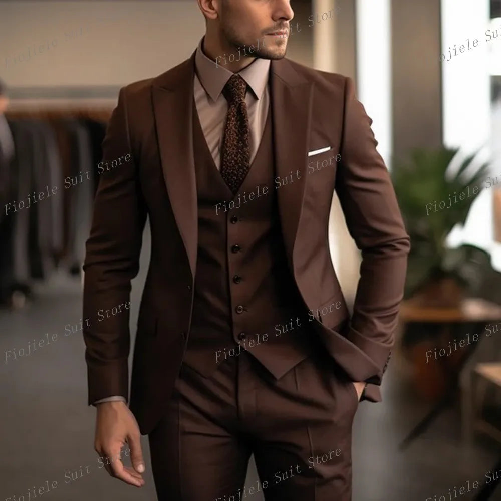 Costume ivoire pour hommes, Tuxedos d'affaires pour occasions formelles, marié, fête de mariage, bal de promo, ensemble 3 pièces, Blazer, gilet, pantalon