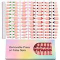 144 faux ongles carrés courts français, noirs, blancs, roses, brillants, à presser, en acrylique, couvrance totale, portables #