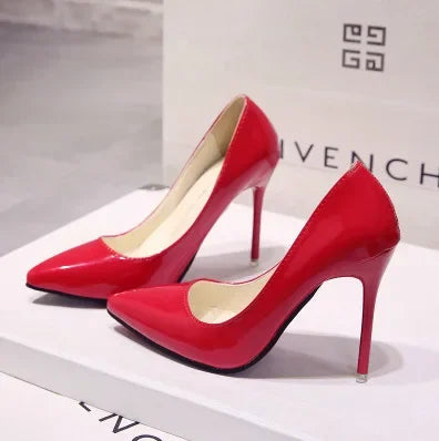 Escarpins à Talons Hauts en Cuir Verni pour Femme, Chaussures de Mariage à Talons Fins, Sexy, Pointues, Taille 44, Nouvelle Collection