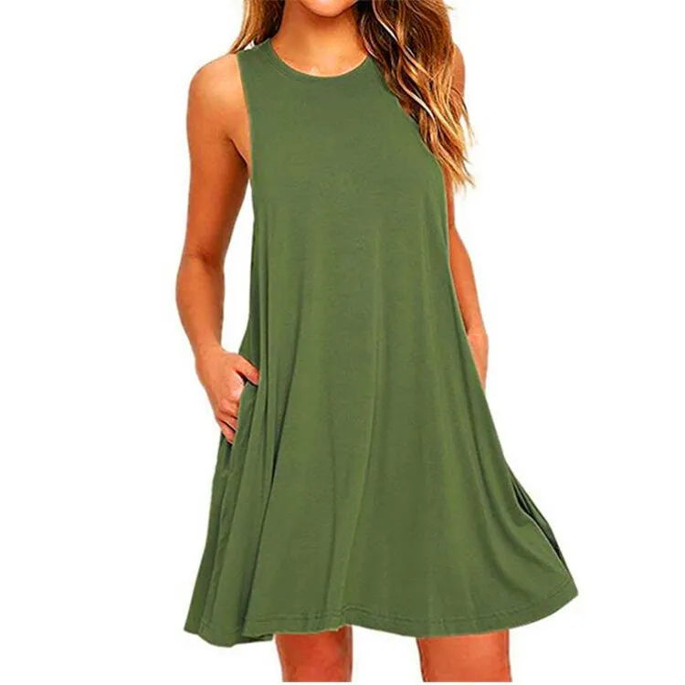 Robe T-Shirt trapèze décontractée pour femmes, Cover-Up de plage avec poches, grande taille, ample, été