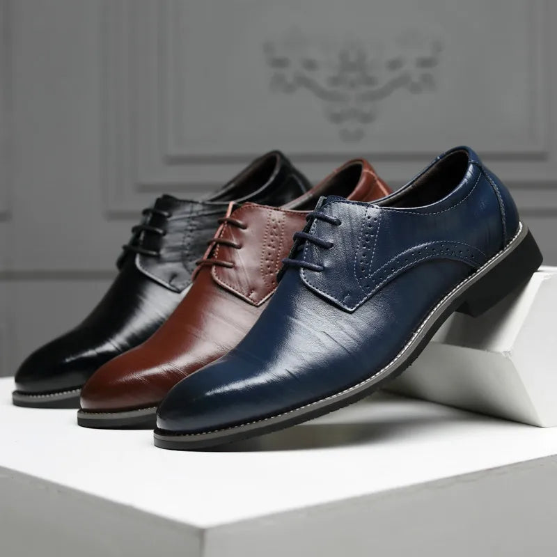 Bleu hommes Oxfords chaussures britanniques en cuir chaussures à la main confortable robe formelle chaussures plates pour homme à lacets Bullock chaussures d'affaires pour hommes