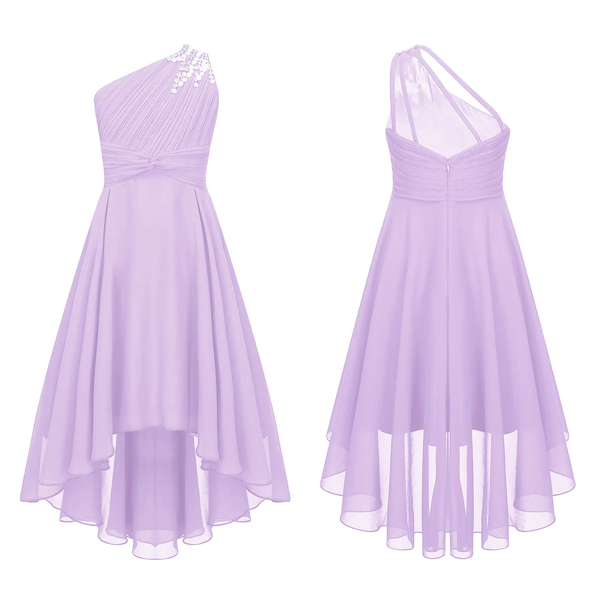 Robe d'été en mousseline de soie pour filles, tenue de princesse à paillettes, asymétrique épaule dénudée, sans manches, robe Maxi de demoiselle d'honneur junior, robes de fête de mariage
