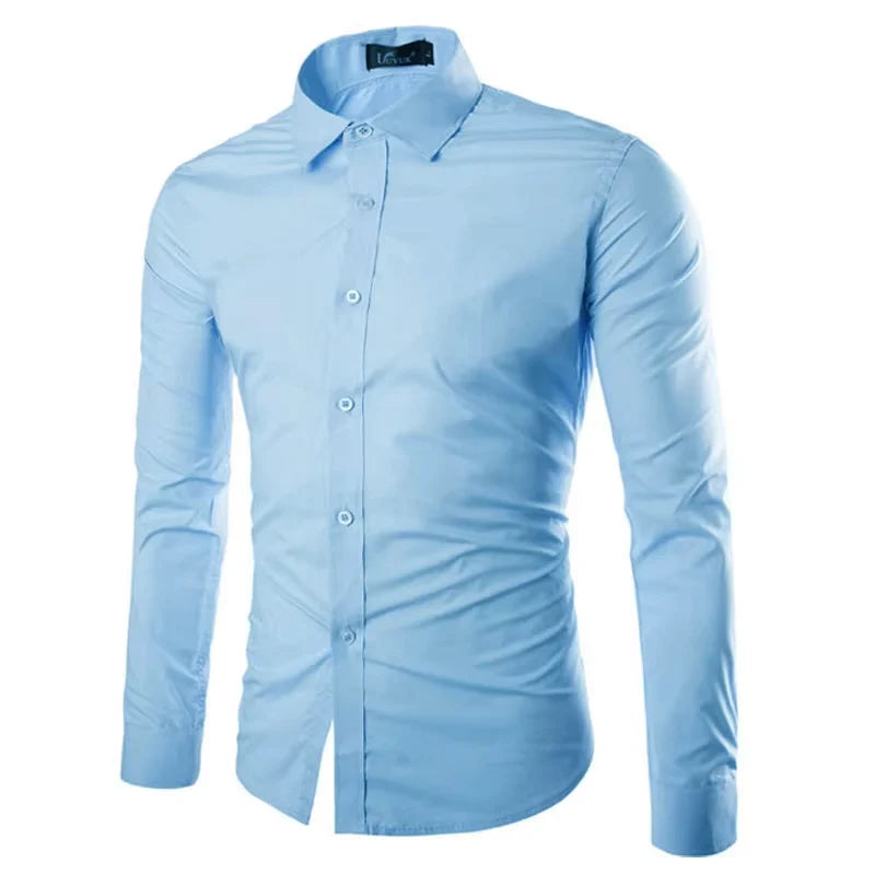 14 couleurs couleur unie hommes à la mode couleur bonbon chemise hommes décontracté à manches longues chemise pour hommes