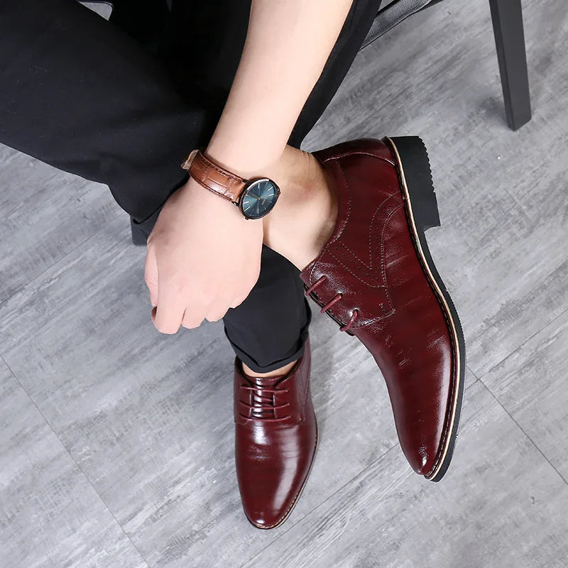 Bleu hommes Oxfords chaussures britanniques en cuir chaussures à la main confortable robe formelle chaussures plates pour homme à lacets Bullock chaussures d'affaires pour hommes