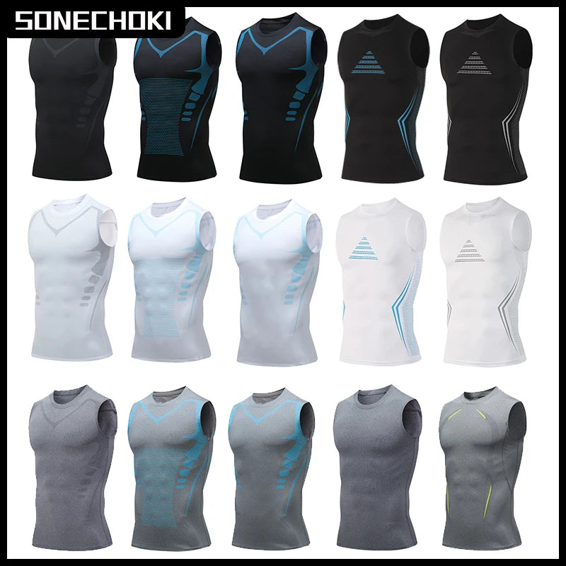 Débardeur de compression sans manches pour homme, vêtement de sport Dry Fit imprimé, idéal pour la gym, le fitness et la musculation