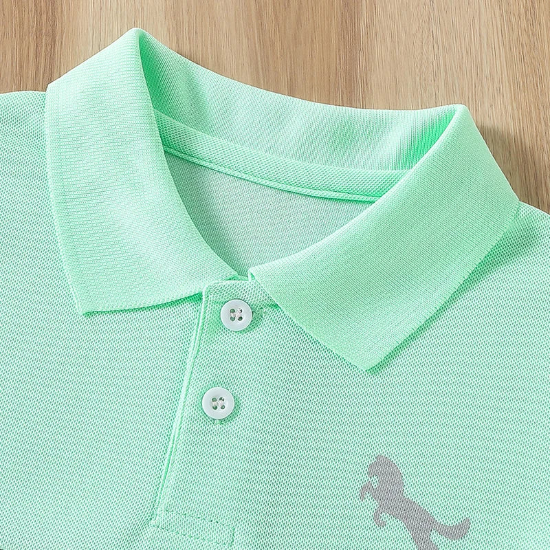 Ensemble de 1/2/3 pièces pour enfants, POLO rayé multicolore à manches courtes, haut décontracté à col boutonné pour garçon, T-shirt de sport polyvalent