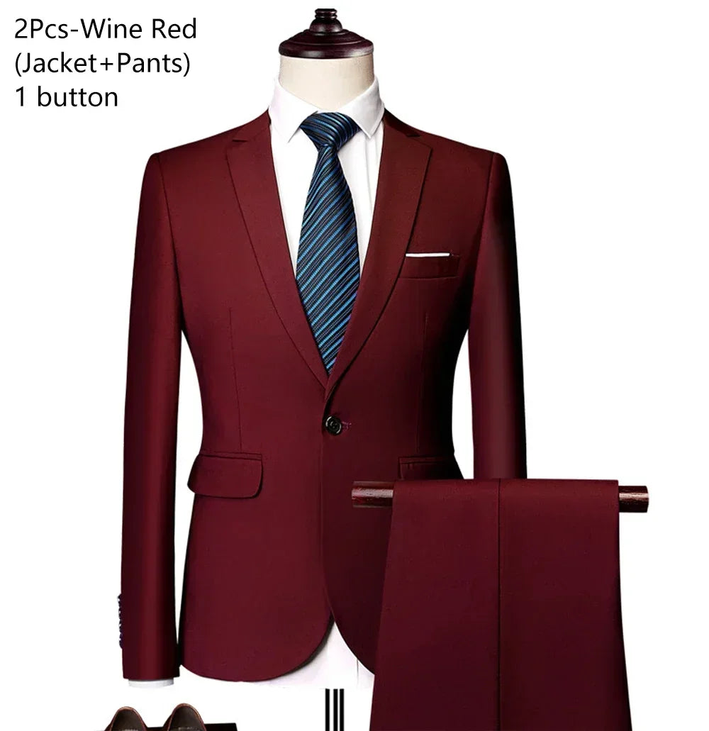 Costumes pour hommes élégant mariage 3 pièces Blazers tenue 2 ensemble vestes gilet pantalon complet 2025 mode classique affaires formel