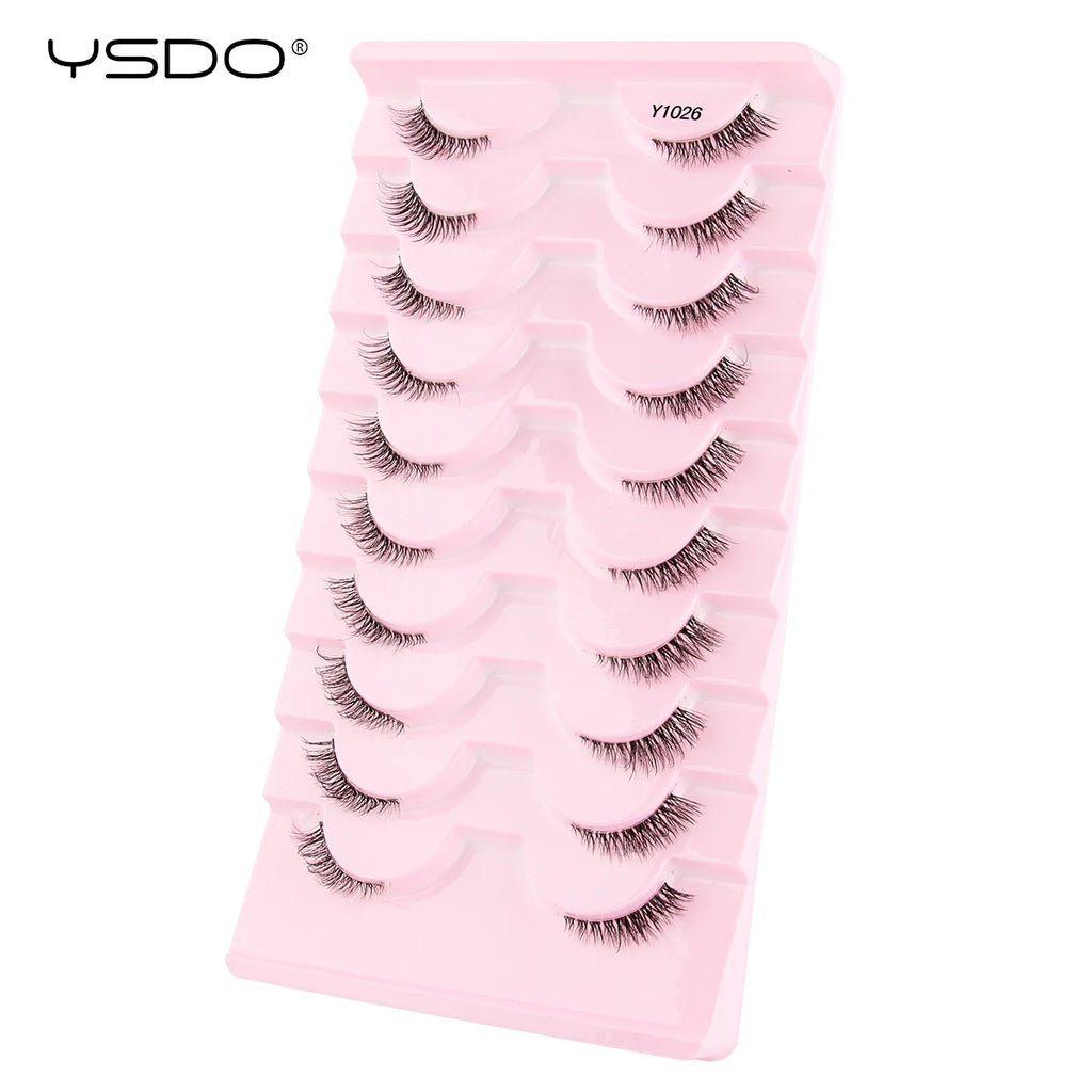 YSDO-Demi cils de chat doux, bande claire naturelle, faux cils, contaminants naturels, py, faux cils de vison 3D, outils de maquillage, 5/10 paires