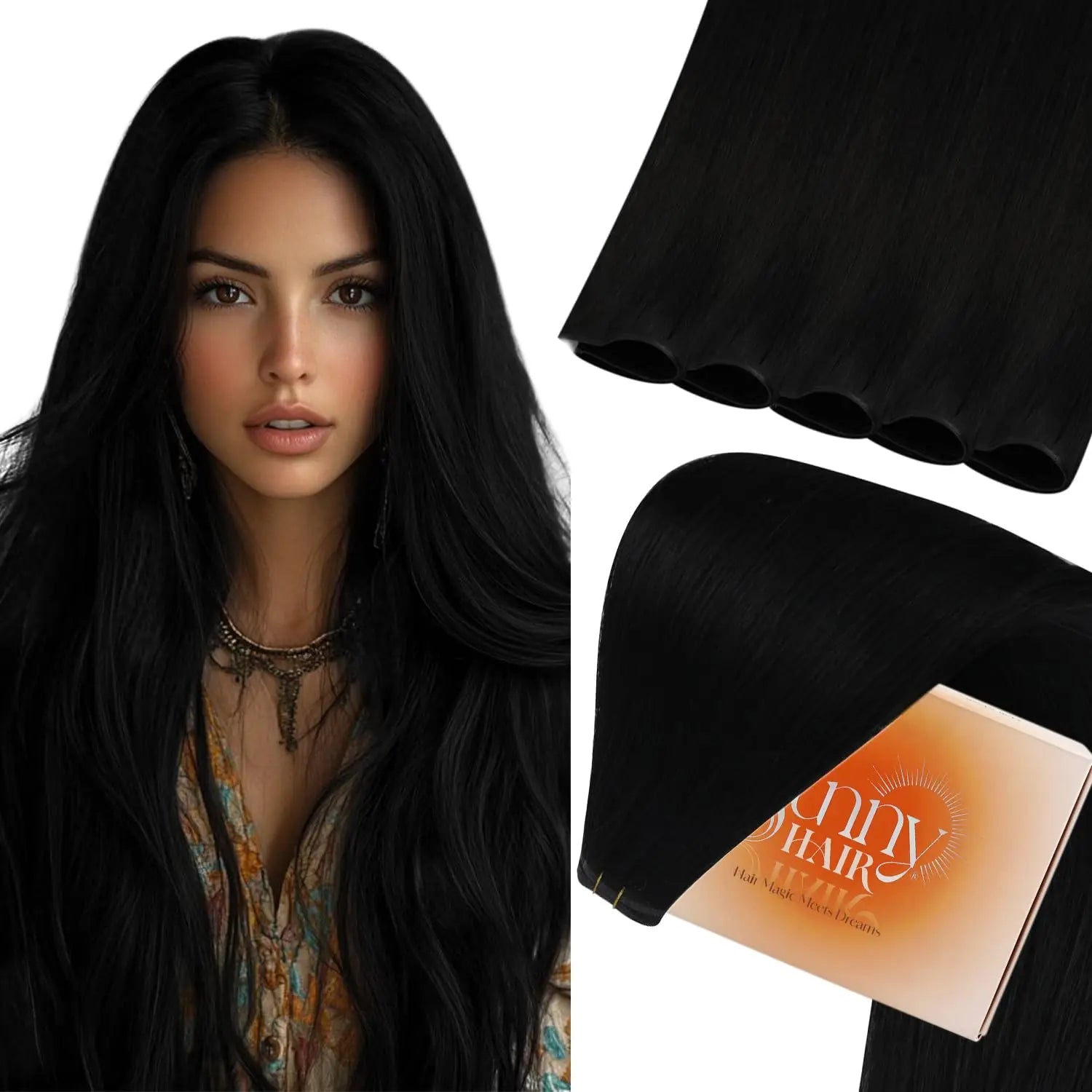Sunny Hair Genius trame Extensions de cheveux cheveux humains coudre dans les Extensions génie trames de cheveux humains cheveux brésiliens pour les femmes