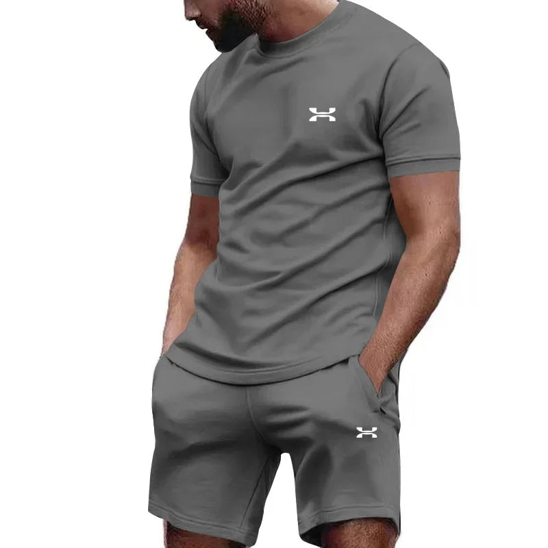 Nouveau été hommes décontracté shorts à manches courtes 2 pièces ville rue mode T-shirt shorts costume hommes cool course offre spéciale