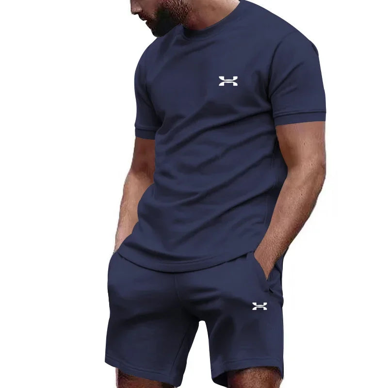 Nouveau été hommes décontracté shorts à manches courtes 2 pièces ville rue mode T-shirt shorts costume hommes cool course offre spéciale