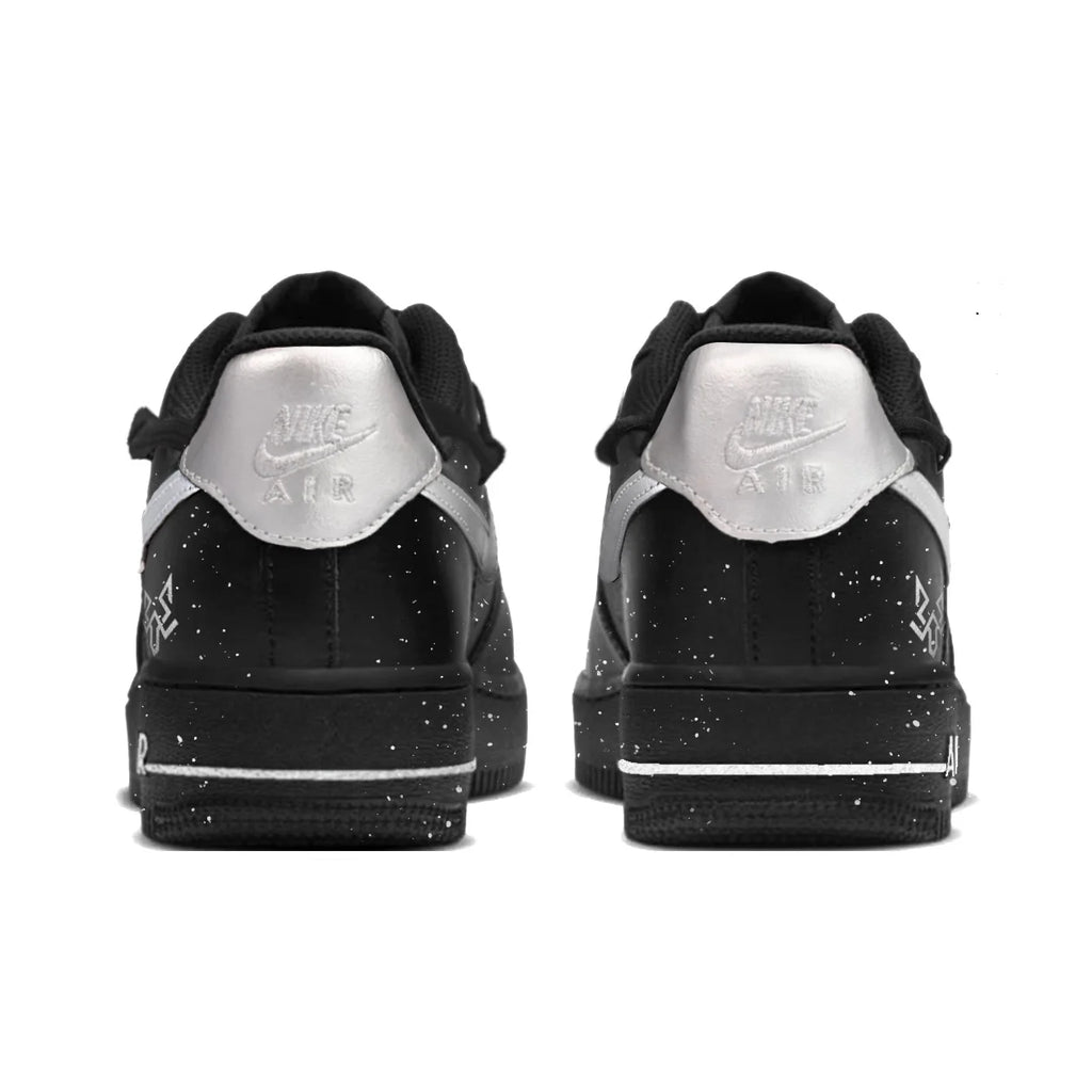 Nike Air Force 1 Galaxy Time Chaussures de skateboard basses résistantes à l'abrasion Unisexe Noir Argent