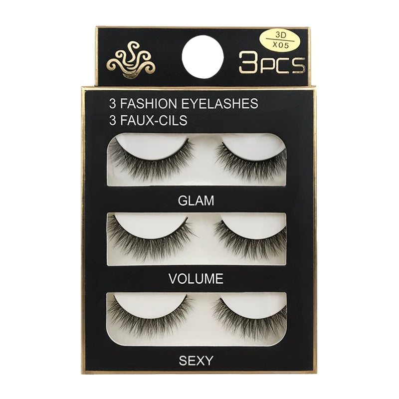 Faux Cils Naturels Longs en Vison 3D, Souples et Moelleux, fissuraminants, Faits à la Main, Outils de Maquillage pour les Yeux, 3 Paires
