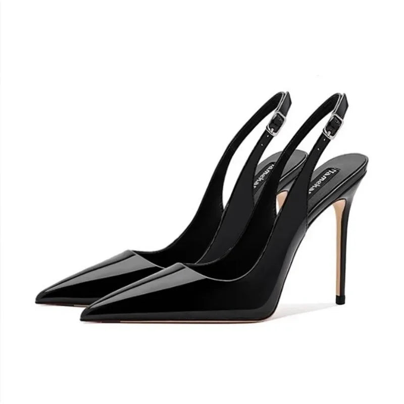 Sandales à talons ultra-hauts sexy et élégantes en cuir verni pour l'été, à bride, tendance, pour robe de soirée, chaussures pour femmes