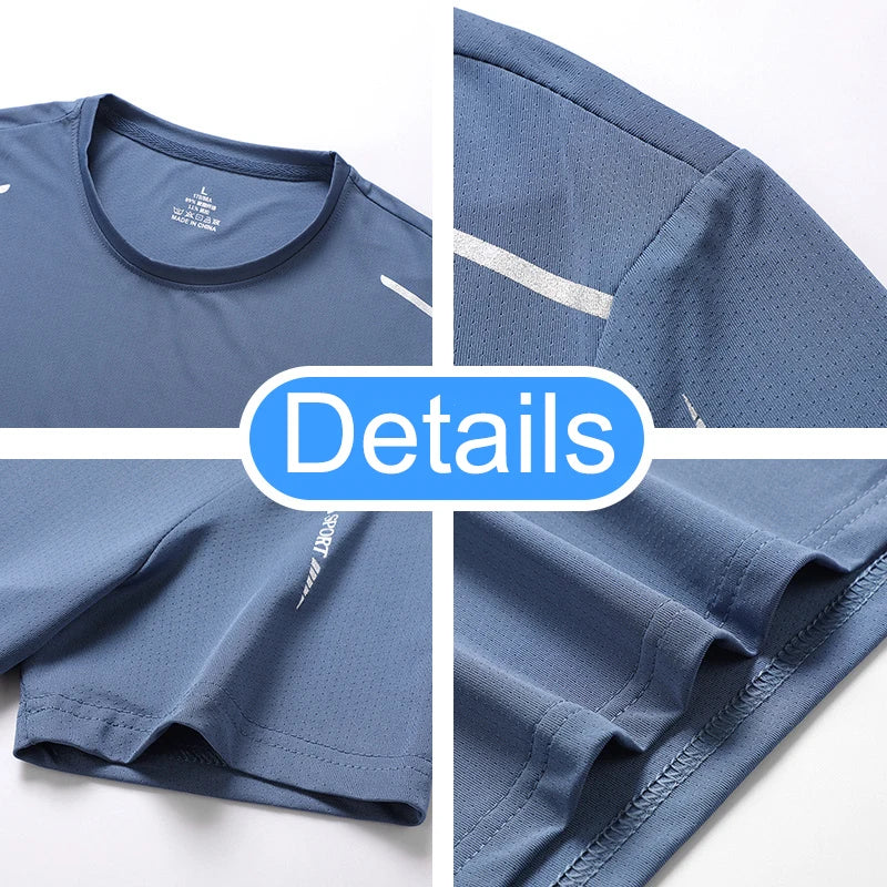 CHRLCK hommes course séchage rapide T-shirts respirant randonnée pêche T-shirts élasticité douce Sports de plein air chemise courte été