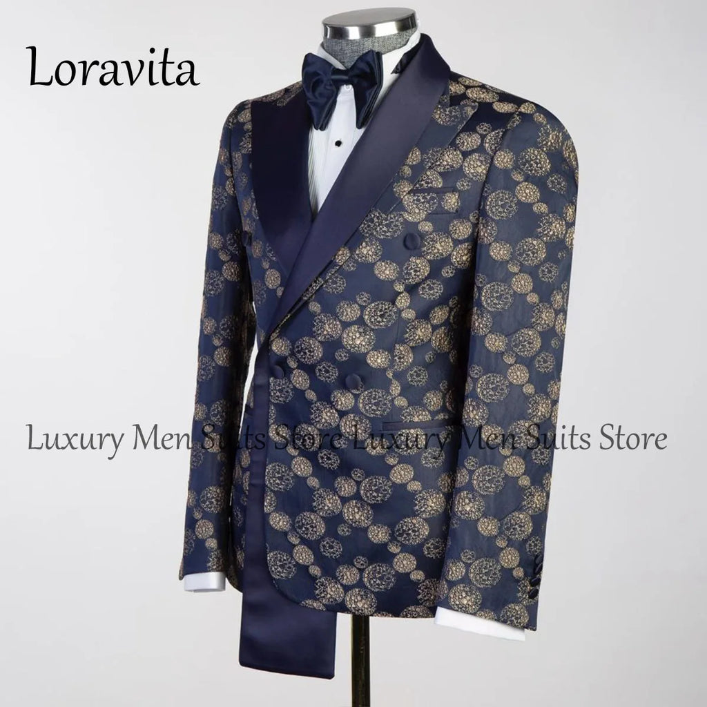 Tuxedo personnalisé de luxe perlé hommes costumes 2 pièces ensembles mâle dîner fête Blazers coupe ajustée marié bal Terno Masculinos Completo