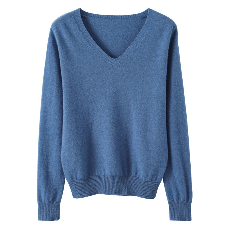 Pull femme 2025 automne hiver pulls tricotés col en v coupe ajustée chemise à bascule solide doux tricots pulls de base