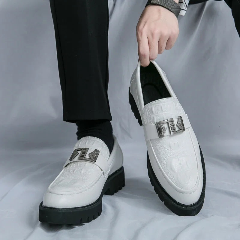 Hommes mocassins fête affaires à semelles épaisses hommes chaussures en cuir robe plate-forme chaussures confortable mode nouvelles chaussures décontractées pour hommes