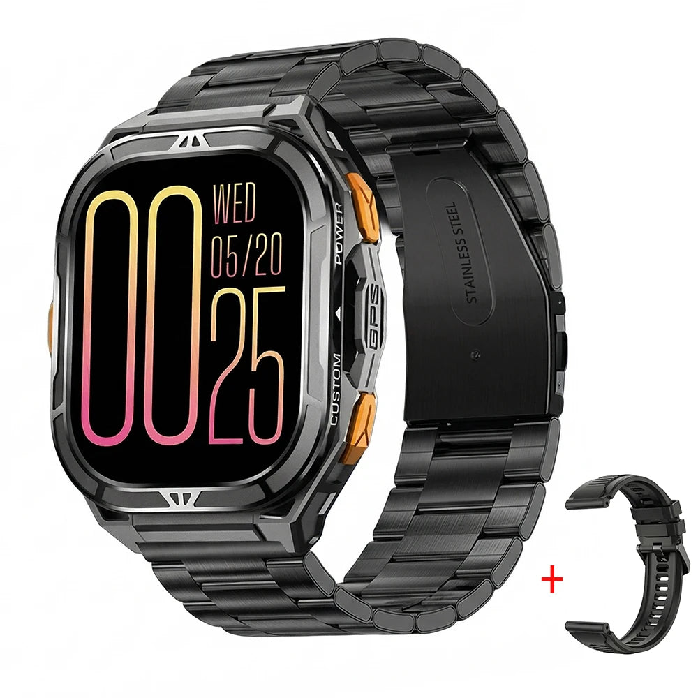 Montre connectée AMOLED de luxe, GPS réel, étanche 5ATM, tracker de fitness, montre intelligente, moniteur de santé sportive, montres pour homme iOS Android