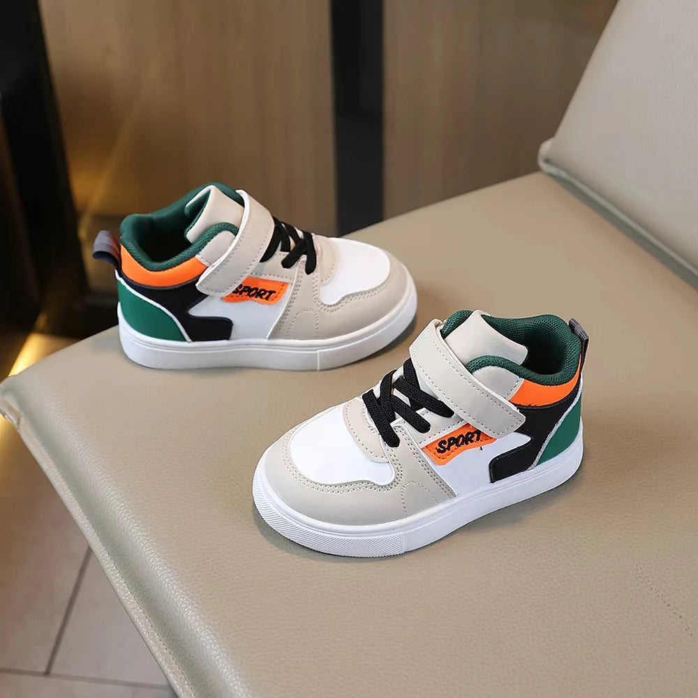 COMFY KIDS Baskets mi-hautes grises multicolores pour enfants de 3 à 8 ans, pour jeunes enfants actifs, faciles à enfiler et à retirer, avec fermeture à boucle et à lacets, semelle légère, chaussures décontractées po