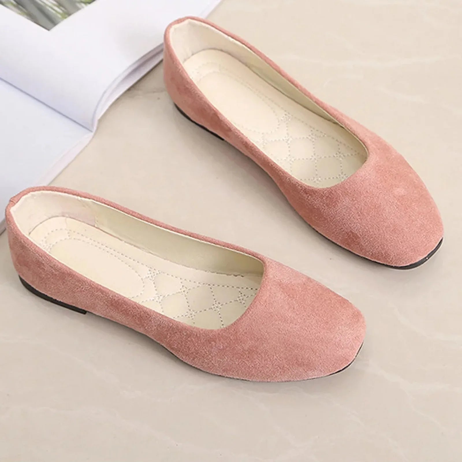 Mocassins en daim à talon plat pour femmes, chaussures peu profondes, printemps, été, carré, Parker, basique, concis, escarpins, taille 36-43