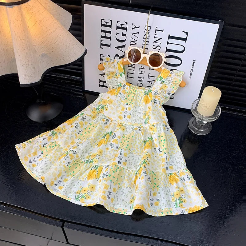 Robe d'été 2026 pour filles à manches volantées, robes de princesse imprimées à volants pour enfants de 1 à 12 ans, vêtements de vacances
