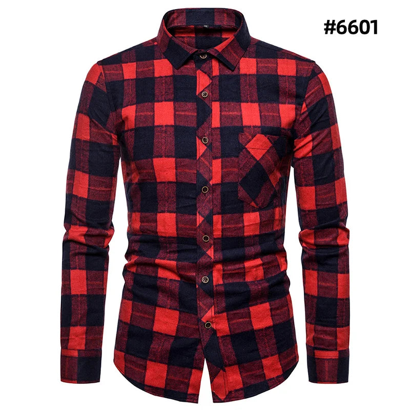 Chemises à carreaux à manches longues pour hommes, chemises formelles classiques à carreaux, décontractées, en coton, à la mode, printemps, automne