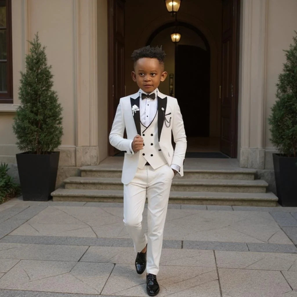 Costumes formels pour garçons de 2 à 16 ans, veste de mariage avec pantalon, gilet, ensemble 3 pièces, smoking, mode enfants, costume à revers