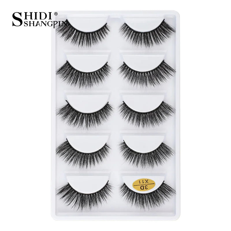 Cils 3D en faux vison X05, cils postiches volumineux et légers, 5 paires réutilisables, cils doux et volumineux, aspect naturel pour le maquillage quotidien et les soirées