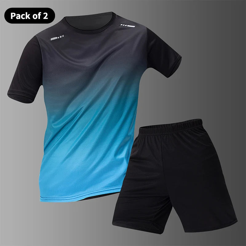 1/2/4/6 pièces hommes Style sportif saisonnier dégradé séchage rapide multicolore haut à manches courtes décontracté course noir ensemble Short et haut