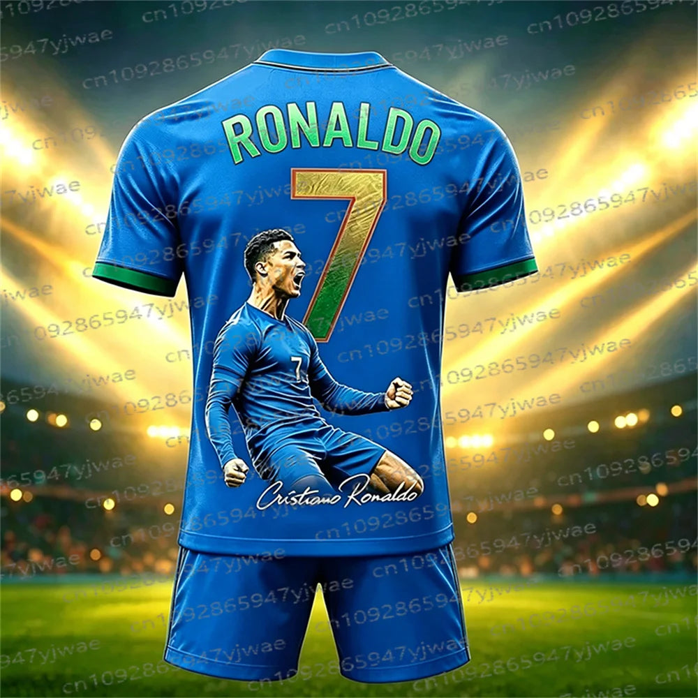 Ensemble maillot et short de football édition spéciale Ronaldo N°7 pour femme, homme et enfant – Tenue de sport décontractée Harajuku d'été – Ensemble 2 pièces