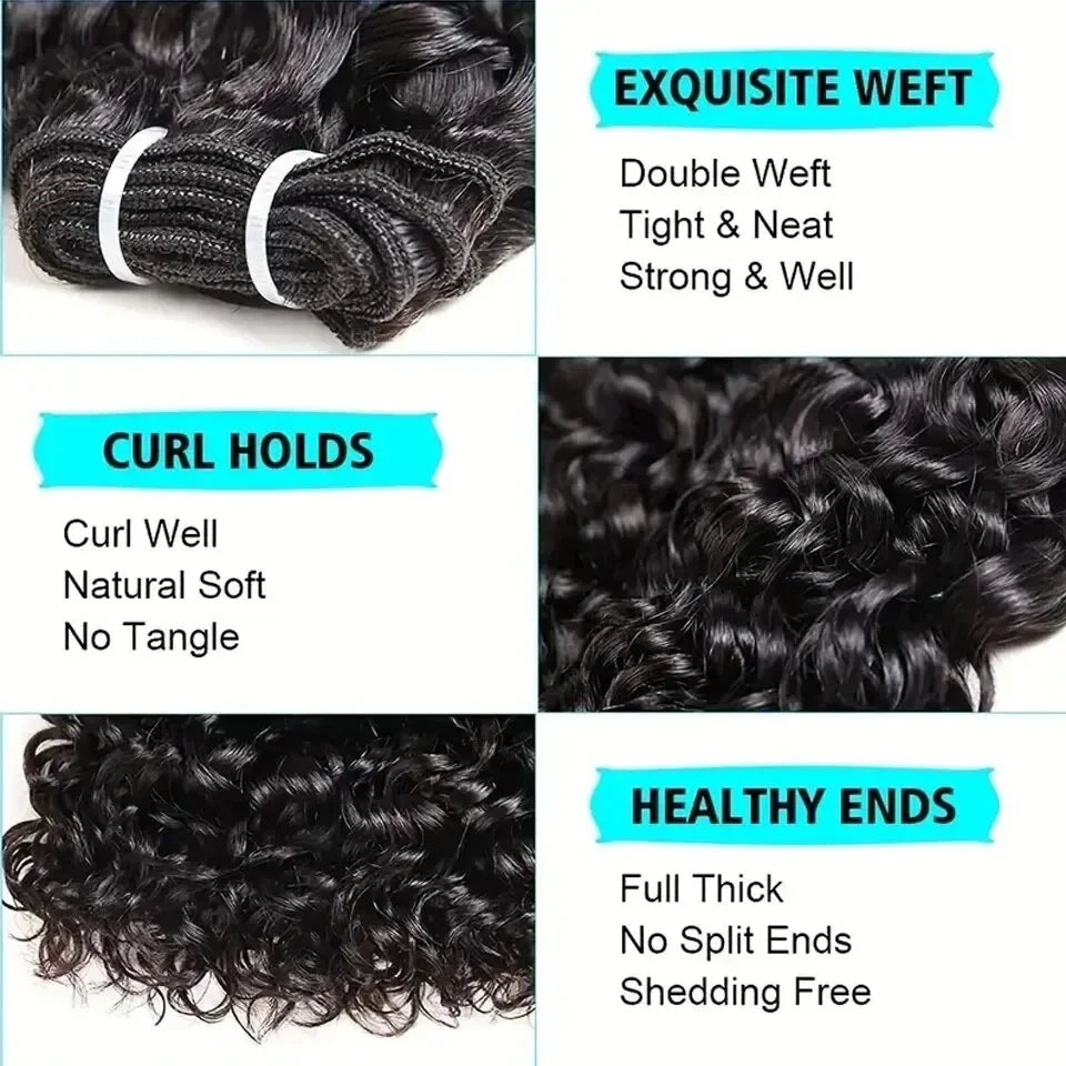 Cheveux brésiliens courts crépus bouclés paquets avec fermeture 100% non transformés Extension de trame de cheveux cheveux humains couleur naturelle cheveux vierges