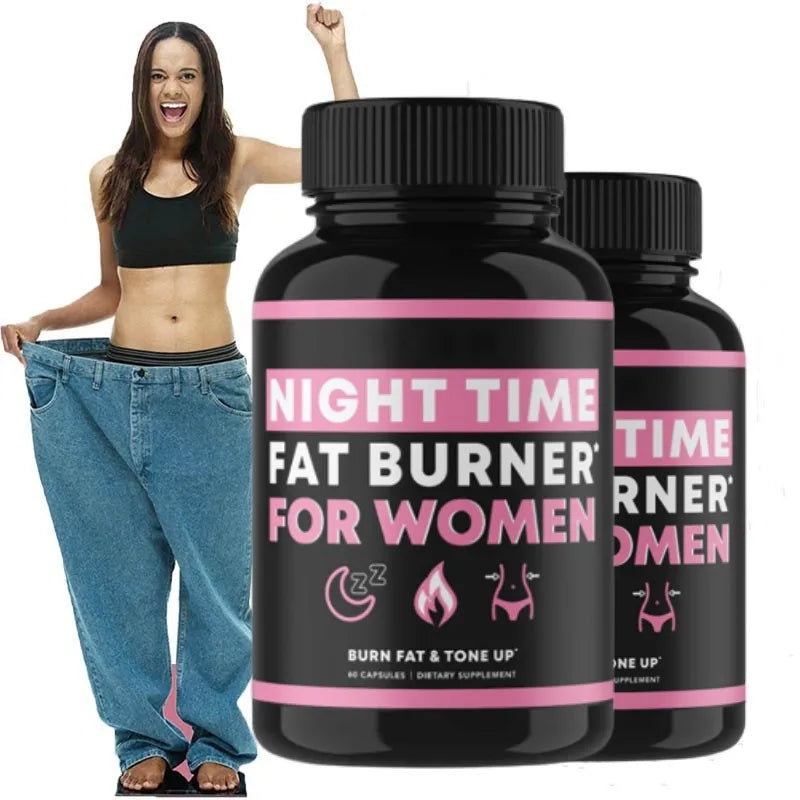 Complément brûleur de graisse nocturne pour femmes, brûleur de graisse du ventre et pilules de tonalité pour le gonflage et le métabolisme, suppresseur d'appétit
