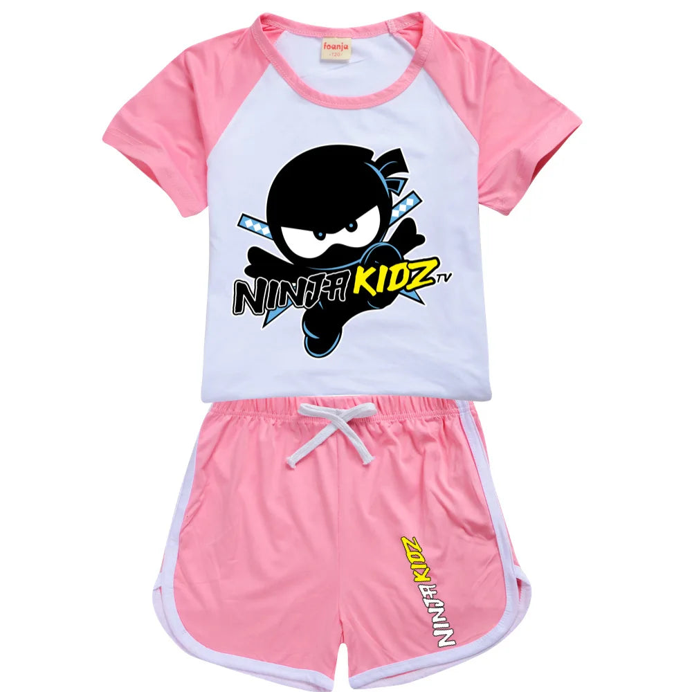 Ninja Kidz enfants vêtements coton Sport survêtements T-shirts sweat costume dessin animé motif ensemble adolescent bébé garçons filles vêtements