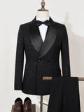 Ensemble de costume de luxe 2 pièces pour homme, tenue de soirée haut de gamme, costume décontracté chic à double boutonnage, costume de marié, col châle