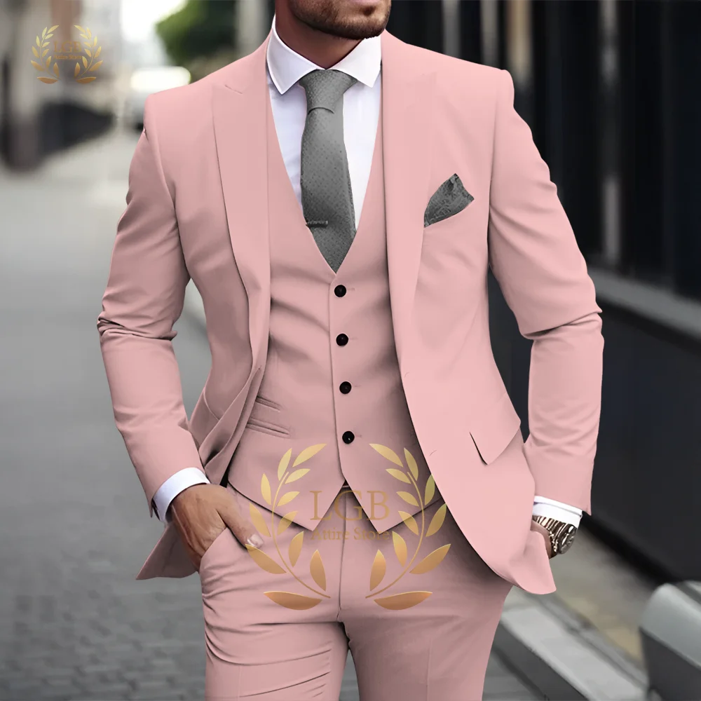 Costume 3 pièces kaki pour hommes, classique, revers, Business, formel, mariage, marié, coupe cintrée, élégant, Style Gentleman, Blazer à la mode