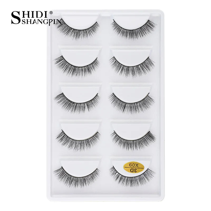 Cils 3D en faux vison X05, cils postiches volumineux et légers, 5 paires réutilisables, cils doux et volumineux, aspect naturel pour le maquillage quotidien et les soirées