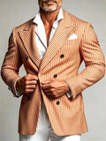 Blazer rayé pour homme, coupe ajustée, revers cranté, double boutonnage, veste de costume, manteau de sport, pour affaires, mariage, soirée, bal de promo, smoking