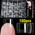 100 pièces clair court carré ongles conseils demi couverture Gel doux français faux ongles pointe artificielle acrylique press-ons pour Extension d'ongle bricolage