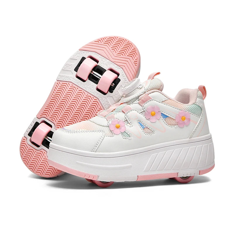 Chaussures de patin à roulettes ultralégères pour enfants, baskets à quatre roues, Sport, marche en plein air, course à pied, cadeaux pour enfants