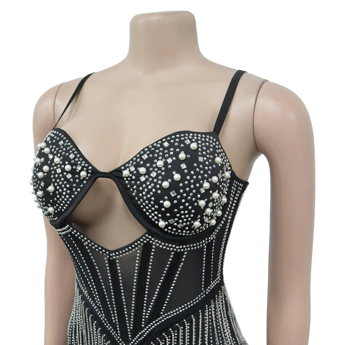 Mini robe de Club ajourée avec strass brillants, Sexy, bretelles Spaghetti, diamants élégants, robe de soirée