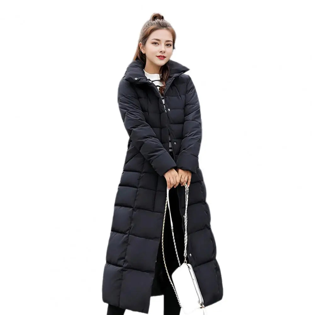 Manteau en coton pour femme, grand col, longue longueur, coupe cintrée, Style coréen, veste rembourrée en coton, nouvelle collection hiver 2024