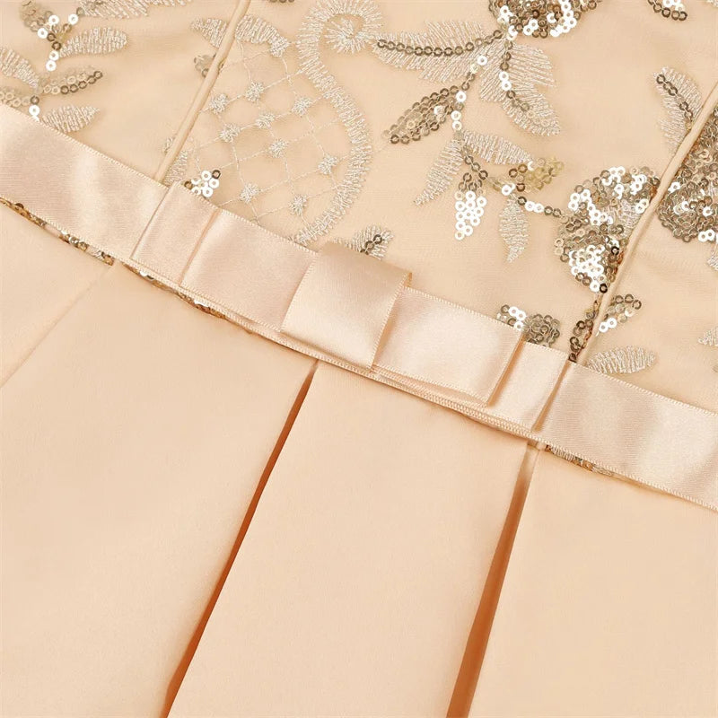 Robe d'été brodée de fleurs et de paillettes pour filles de 3 à 10 ans, sans manches, robes de princesse de fête, cadeau de noël et d'anniversaire, vêtements décontractés pour enfants